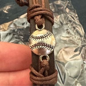 NWOT Leather Baseball Charm Bracelet
